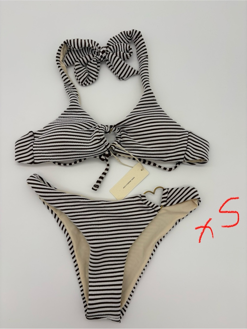 Striped Black & White Women's Bikini Set